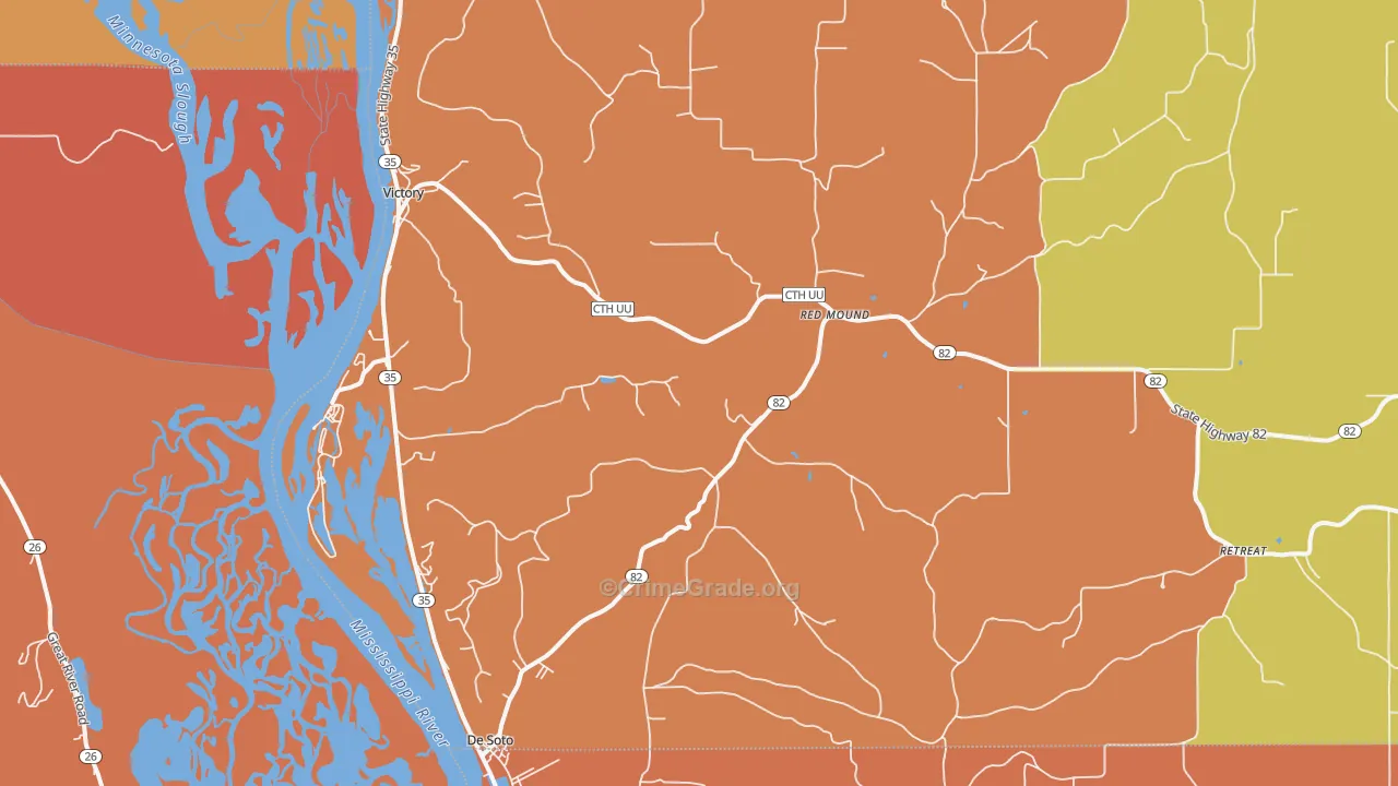 DeSoto, WI Map of Robbery Rates
