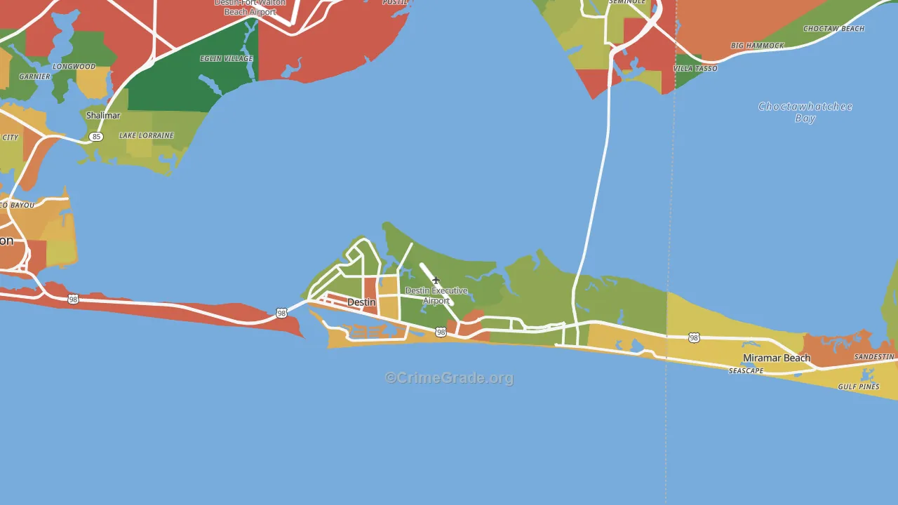 Destin, FL Map of Robbery Rates