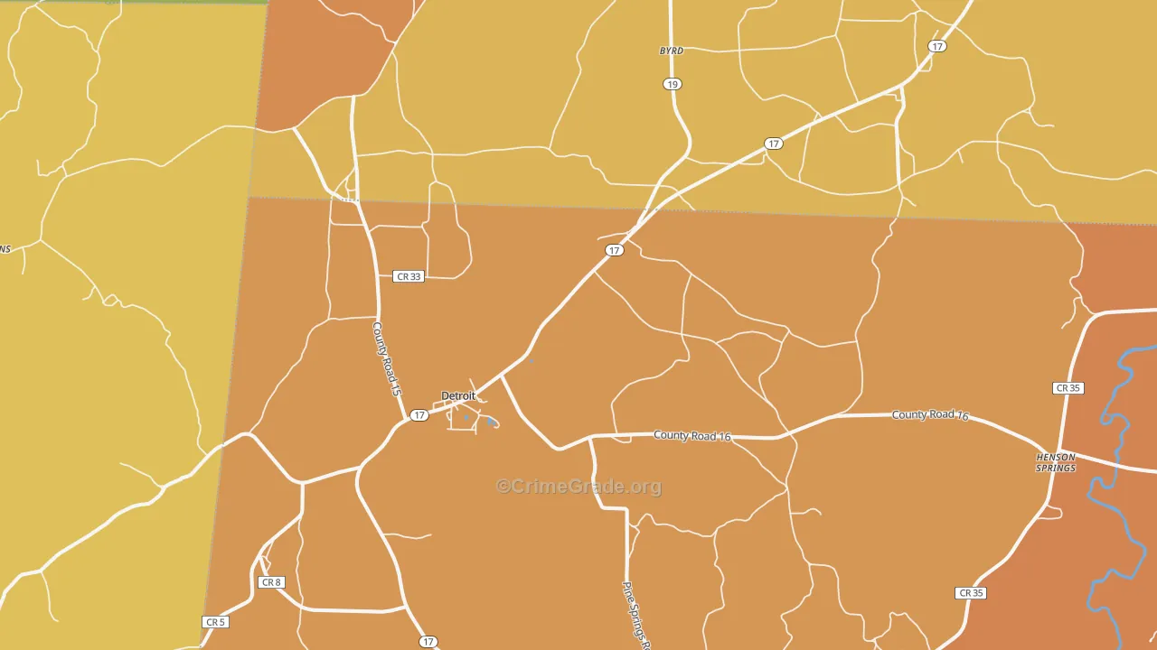 Detroit, AL Map of Robbery Rates