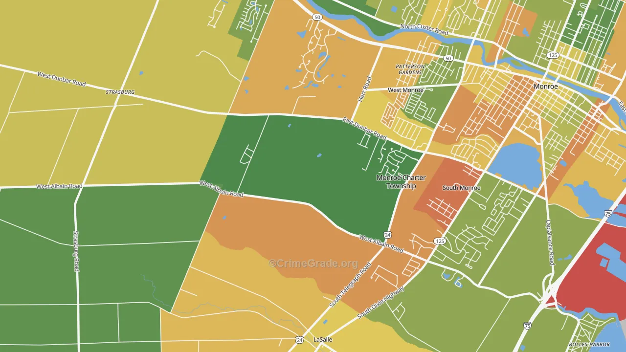 Detroit Beach, MI Map of Robbery Rates