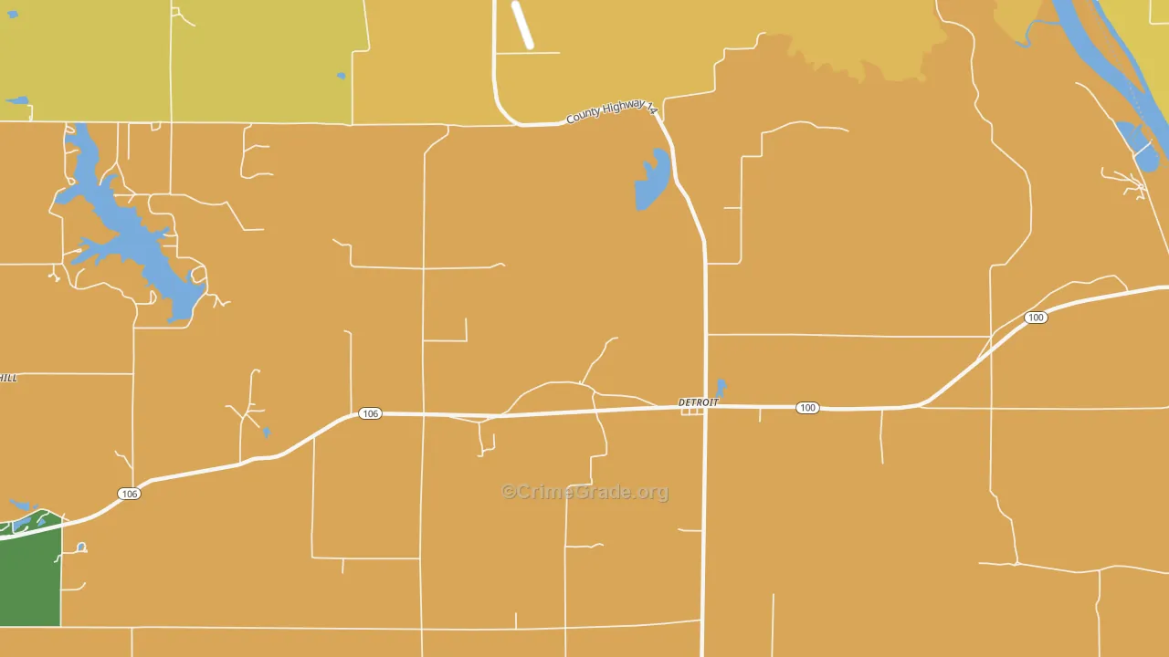 Detroit, IL Map of Robbery Rates