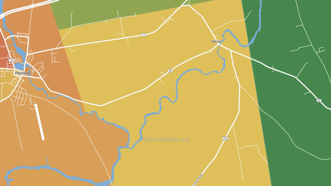 Detroit, ME Map of Robbery Rates