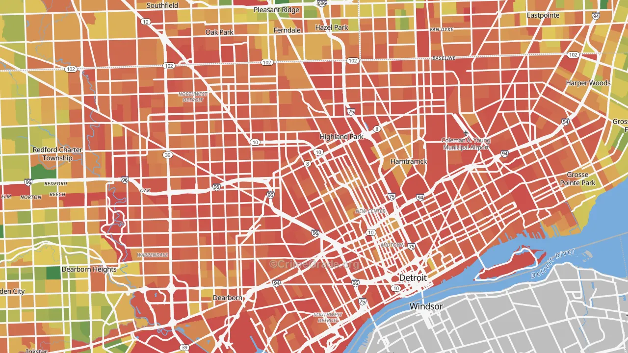 Detroit, MI Map of Robbery Rates