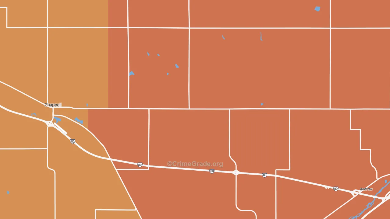 Deuel County, NE Map of Robbery Rates