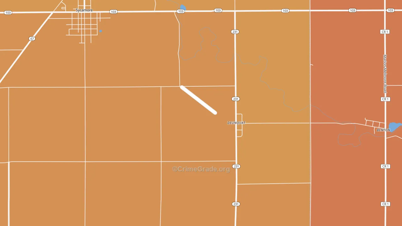 Deunquat, OH Map of Robbery Rates