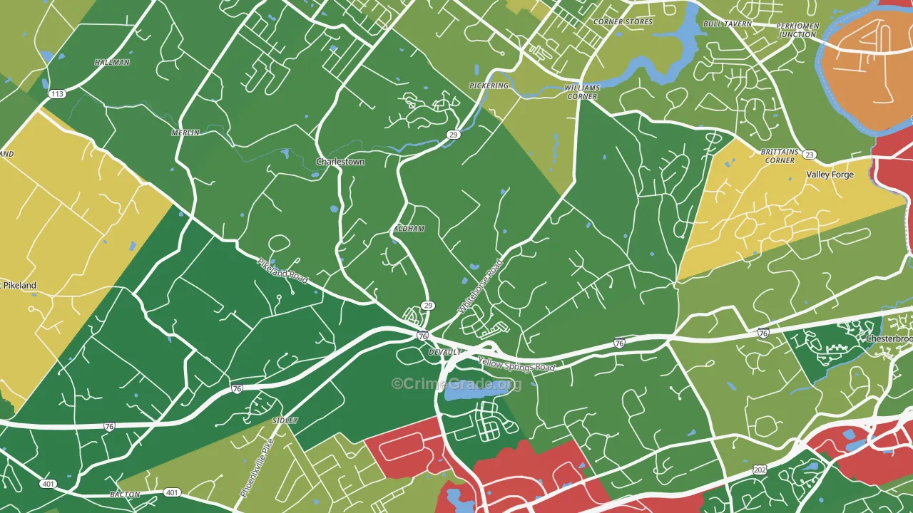 Devault, PA Map of Robbery Rates
