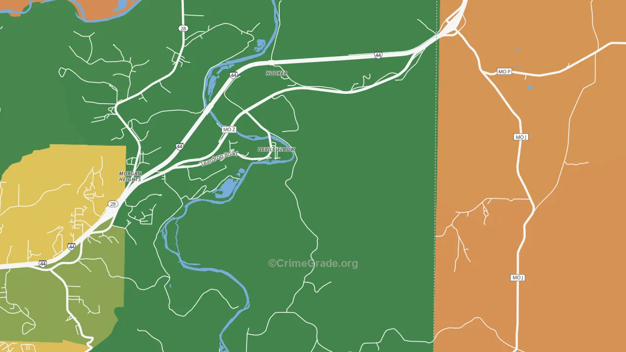 Devils Elbow, MO Map of Robbery Rates