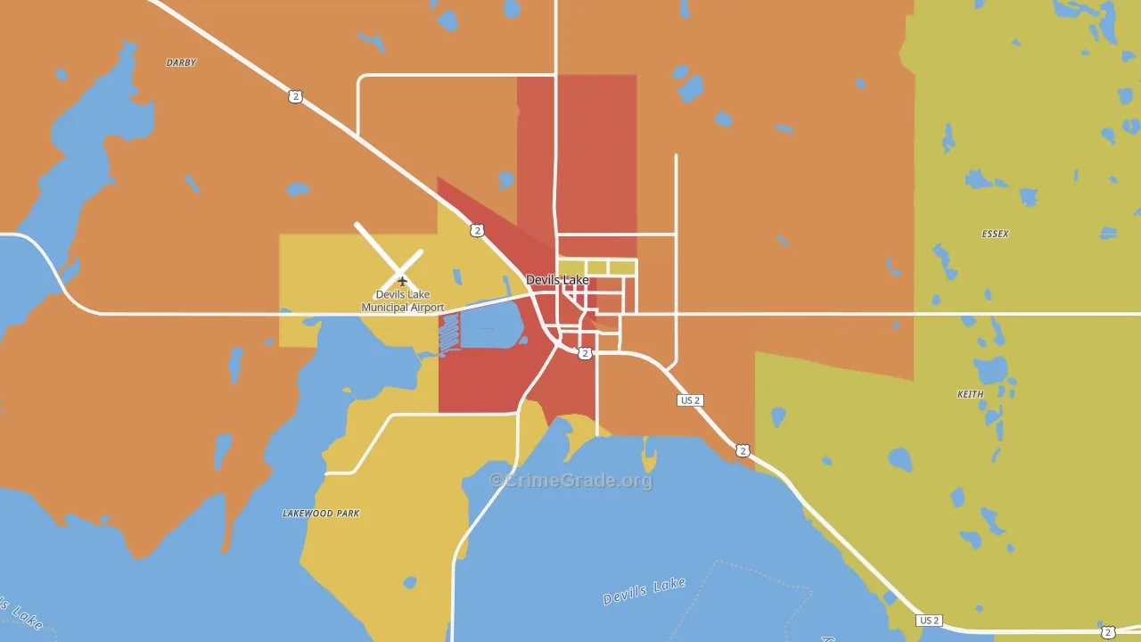 Devils Lake, ND Map of Robbery Rates