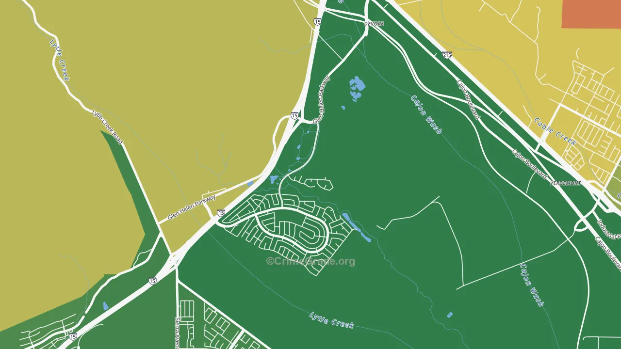 Devore, CA Map of Robbery Rates