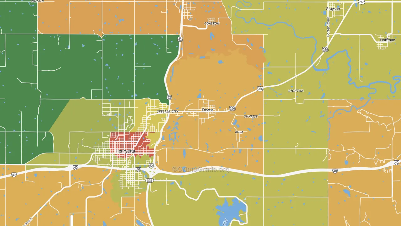 Dewar, OK Map of Robbery Rates