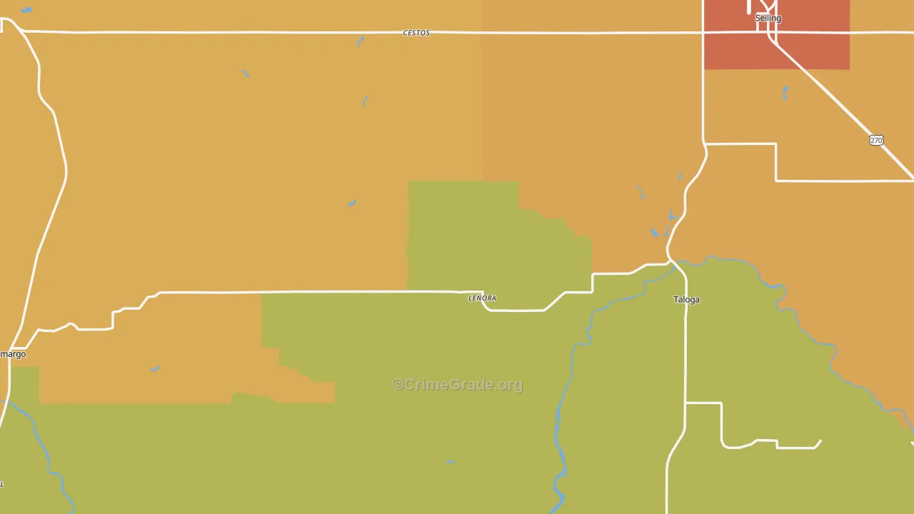 Dewey County, OK Map of Robbery Rates