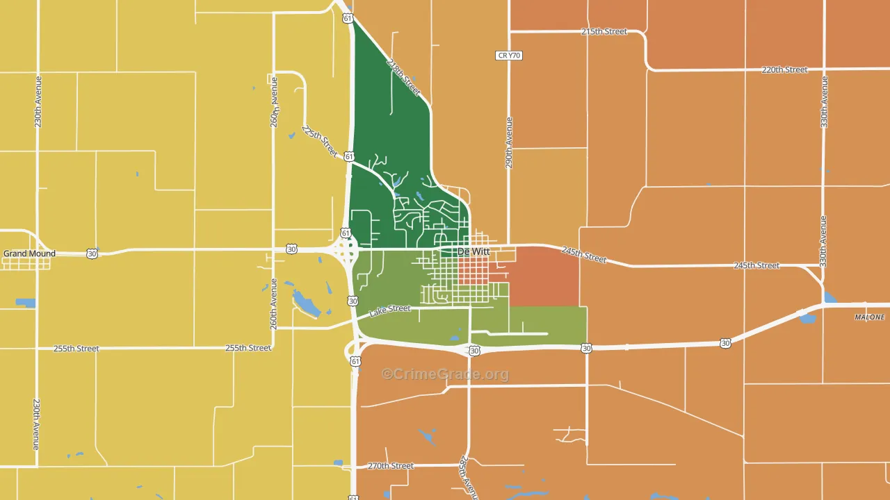 DeWitt, IA Map of Robbery Rates