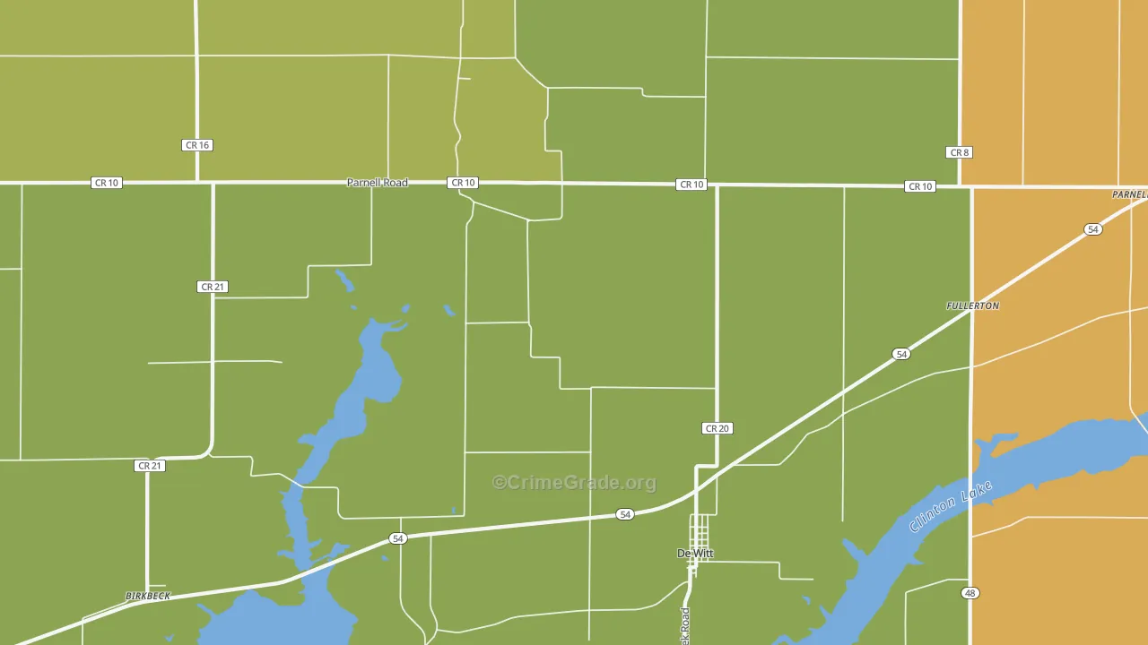 Dewitt, IL Map of Robbery Rates