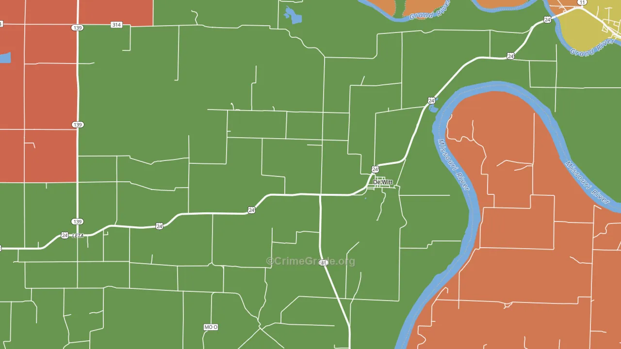 DeWitt, MO Map of Robbery Rates