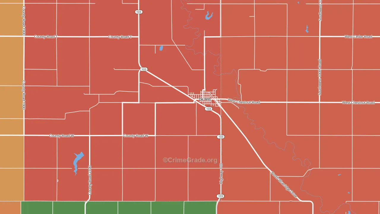 DeWitt, NE Map of Robbery Rates