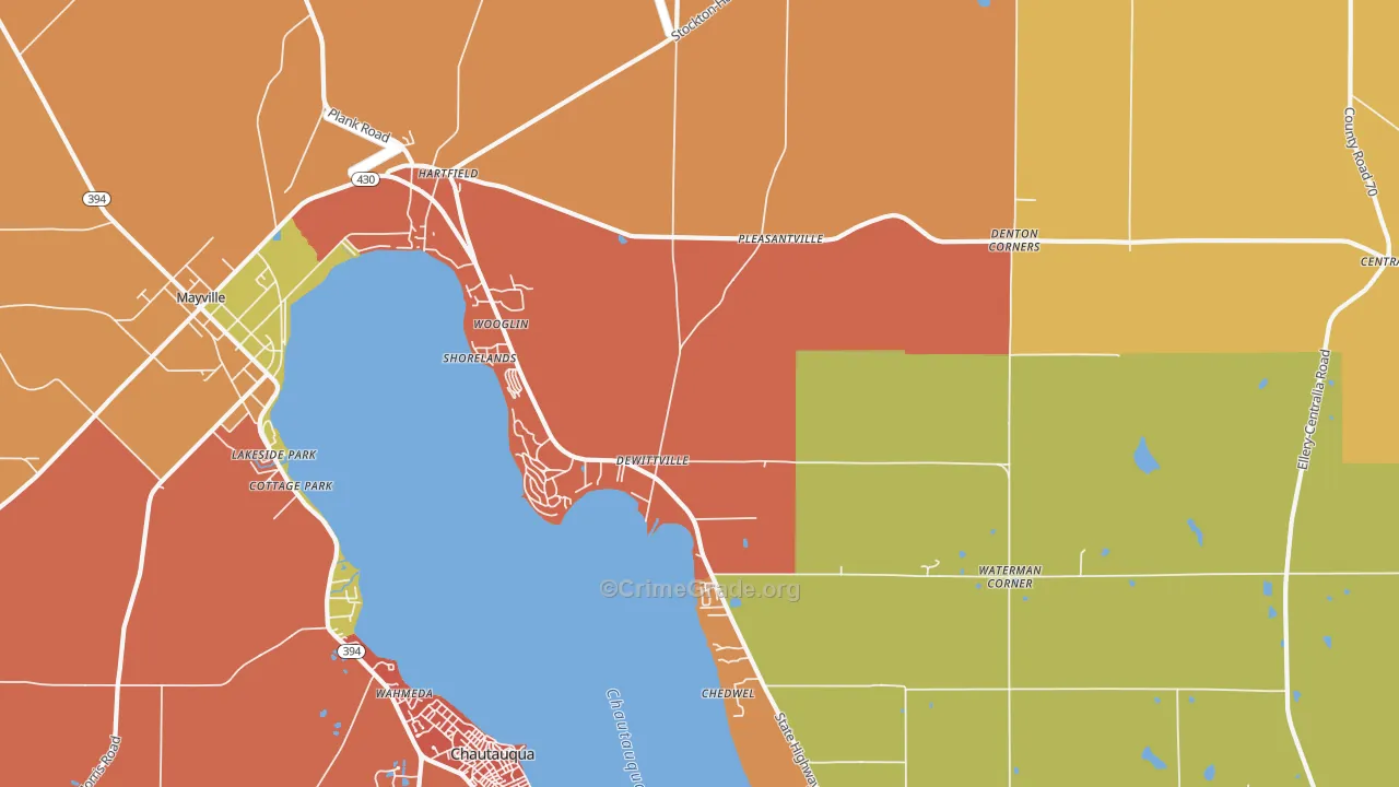 Dewittville, NY Map of Robbery Rates