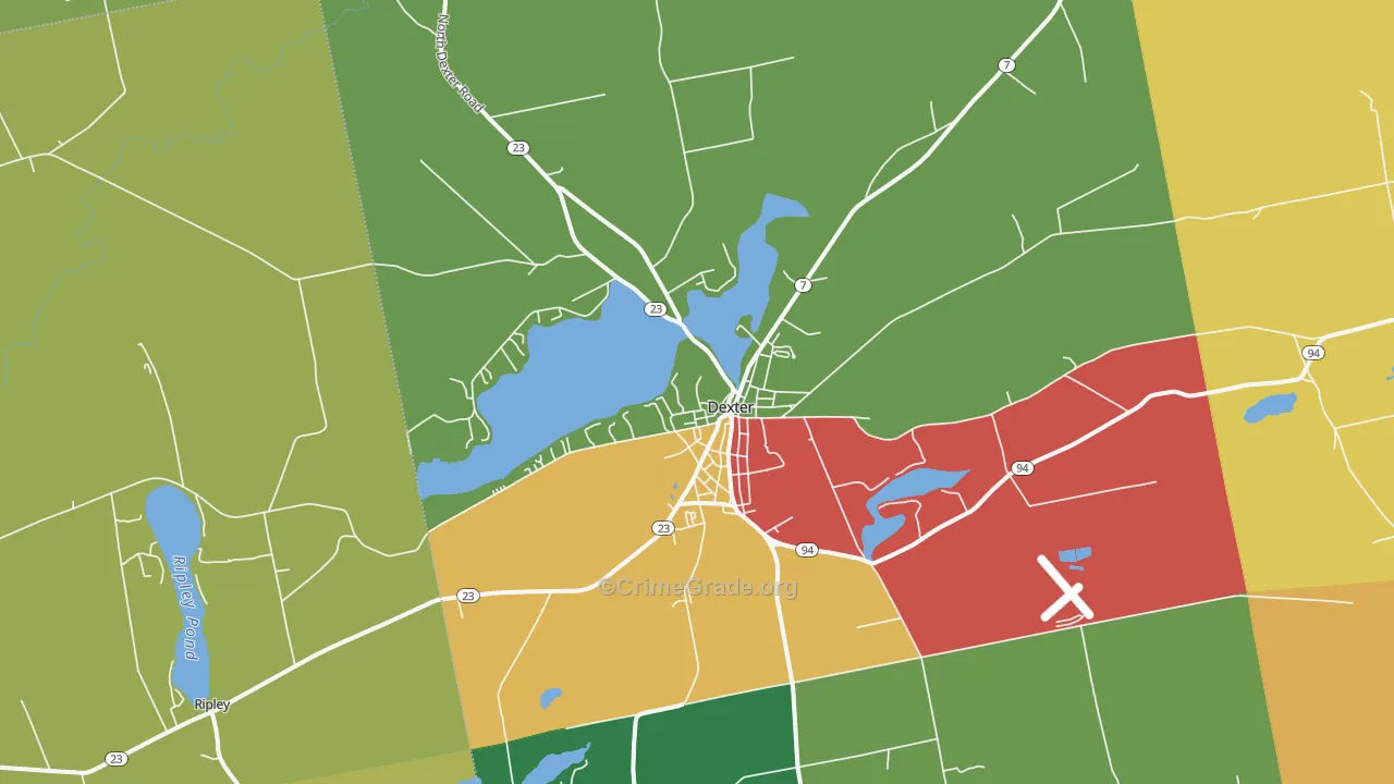 Dexter, ME Map of Robbery Rates