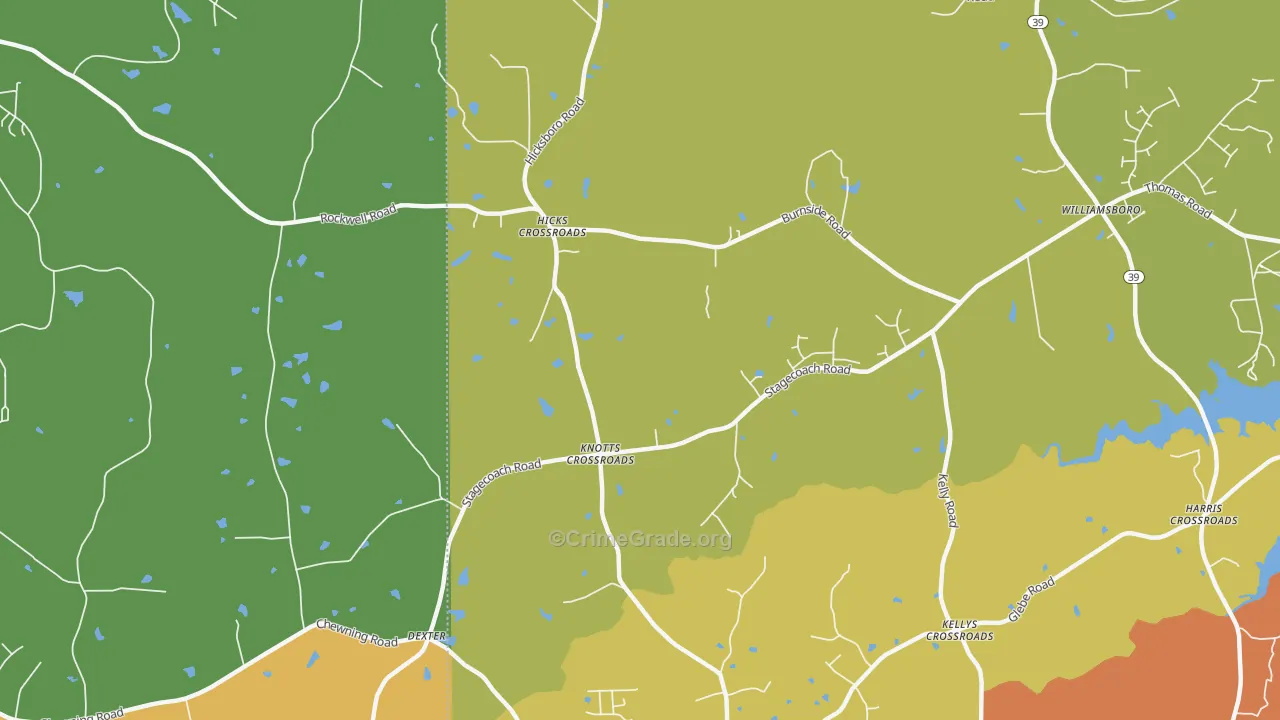 Dexter, NC Map of Robbery Rates