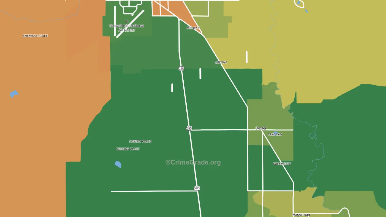 Dexter, NM Map of Robbery Rates