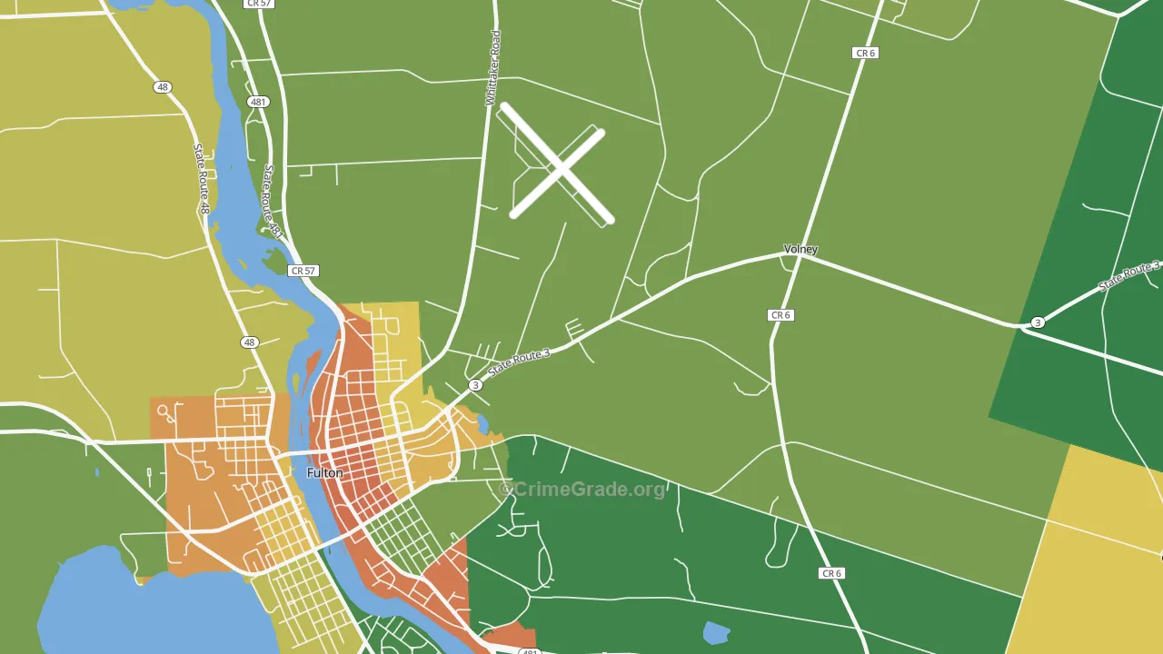Dexterville, NY Map of Robbery Rates