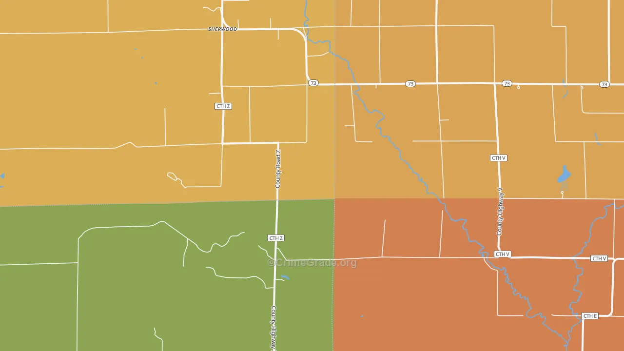 Dexterville, WI Map of Robbery Rates