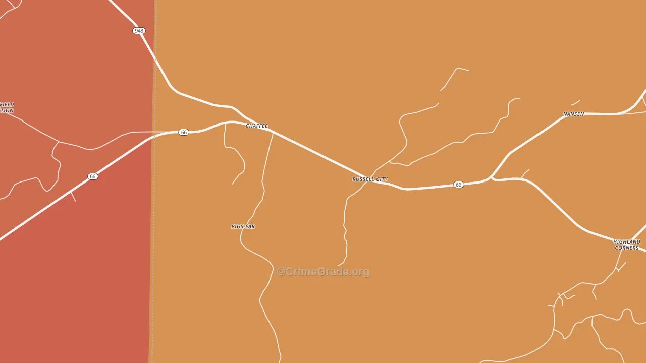 DeYoung, PA Map of Robbery Rates
