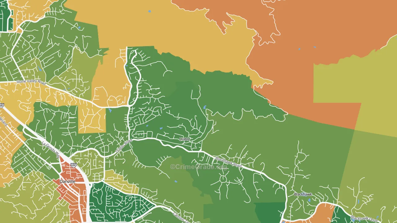 Diablo, CA Map of Robbery Rates