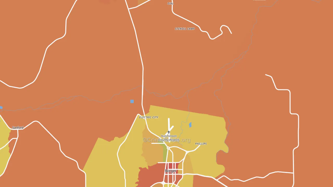 Dial, TX Map of Robbery Rates