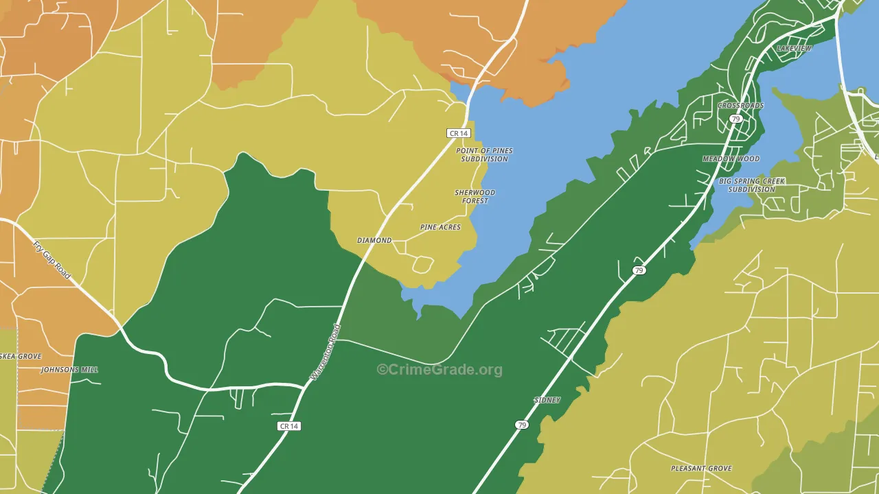 Diamond, AL Map of Robbery Rates