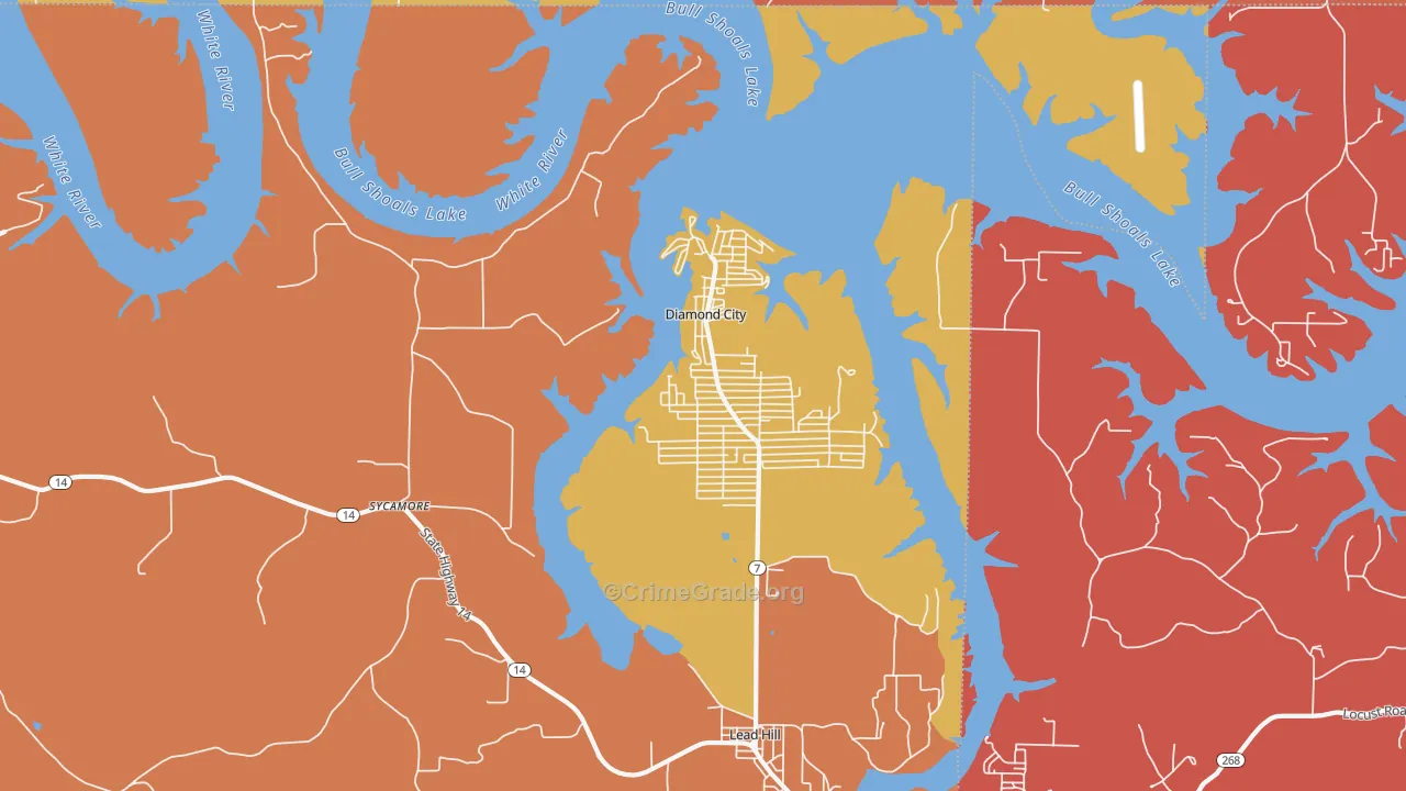 Diamond City, AR Map of Robbery Rates