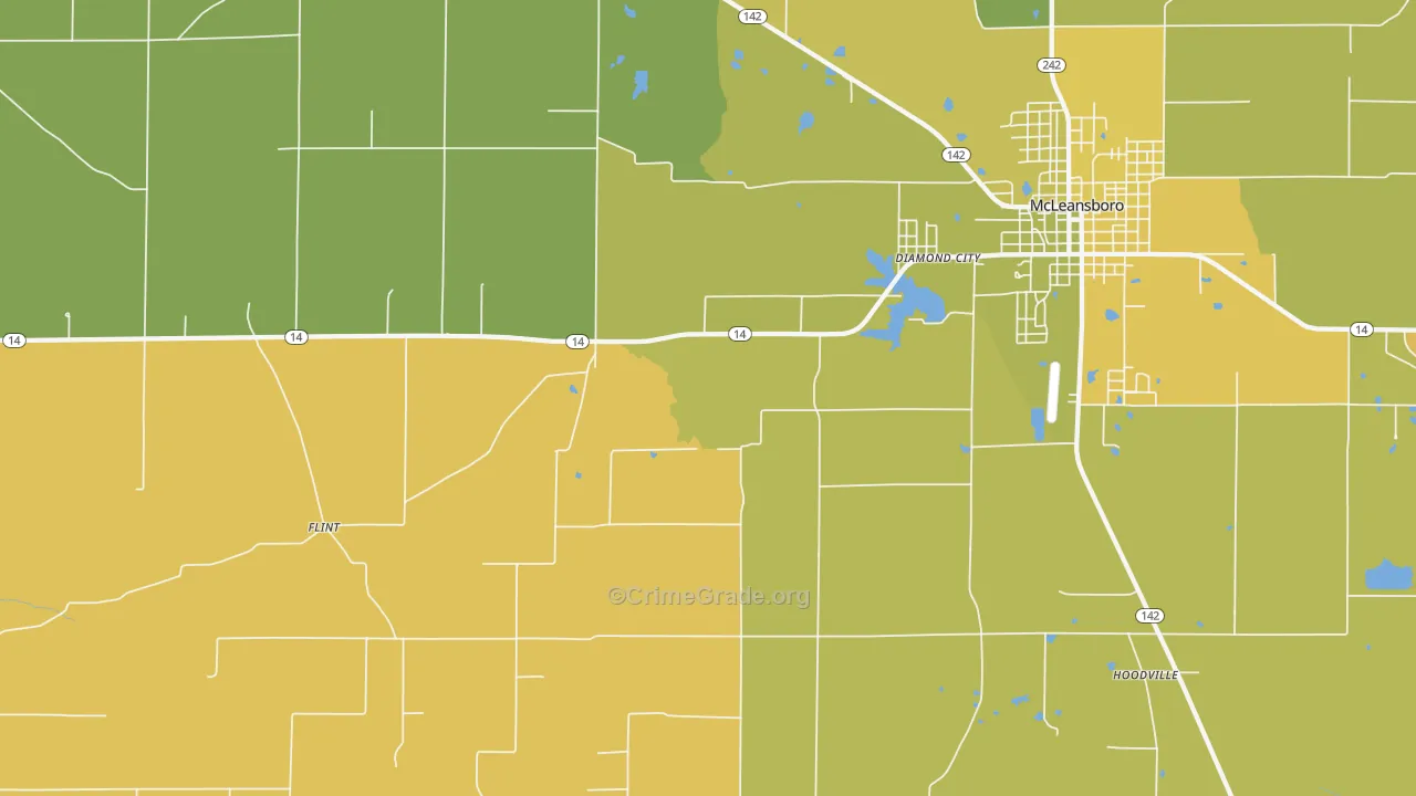 Diamond City, IL Map of Robbery Rates