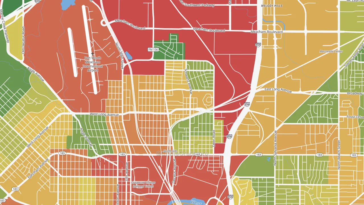 Diamond Hill-Jarvis, Fort Worth, TX Map of Robbery Rates