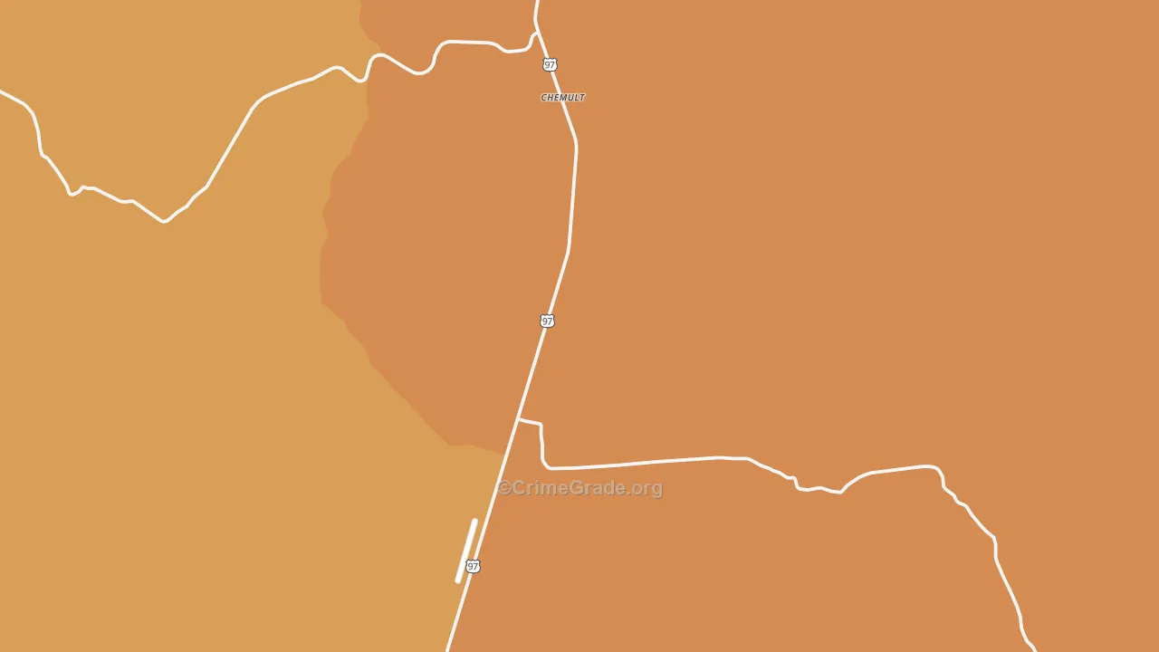 Diamond Lake, OR Map of Robbery Rates