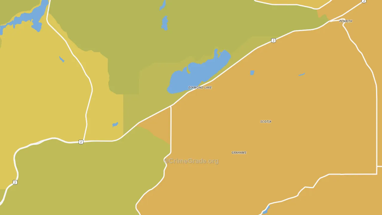 Diamond Lake, WA Map of Robbery Rates