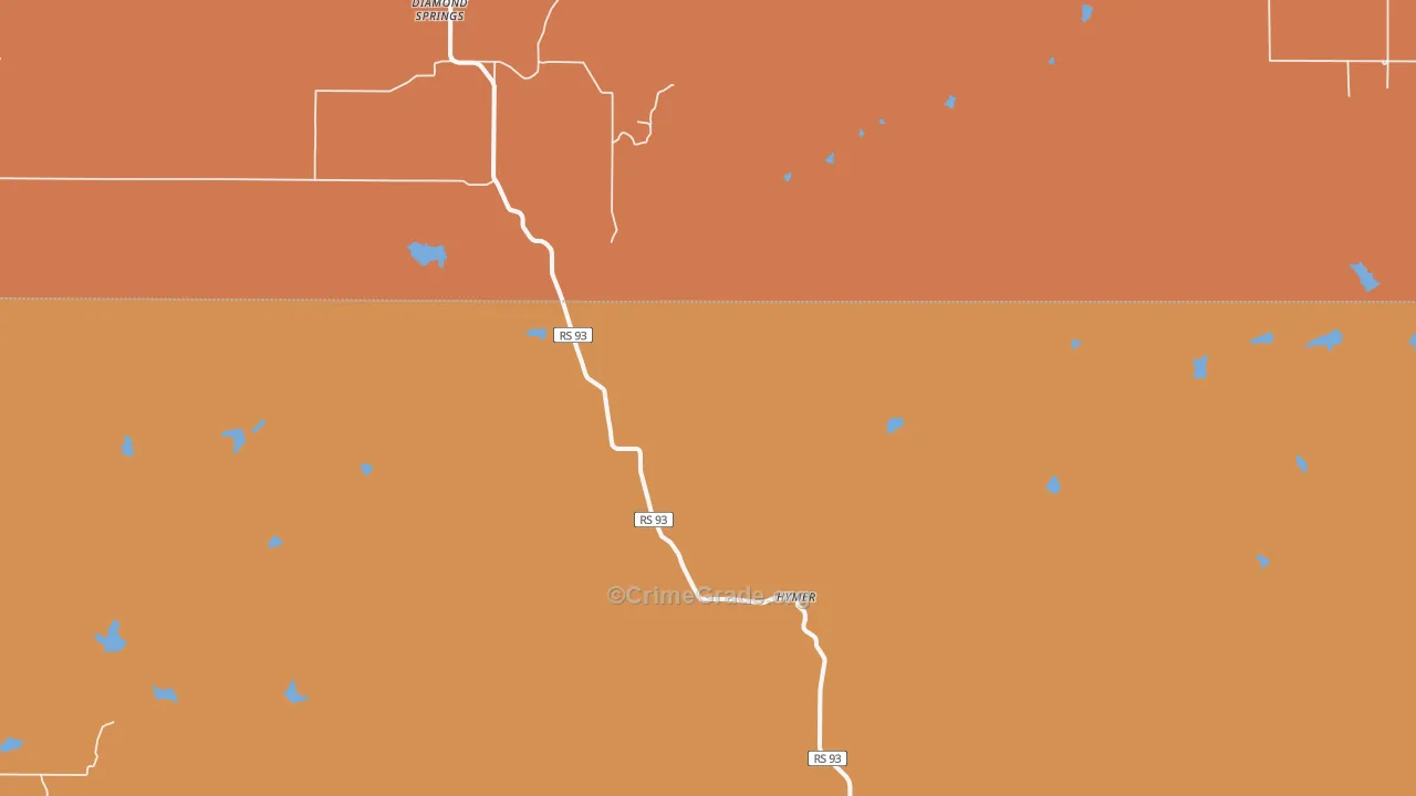 Diamond Springs, KS Map of Robbery Rates