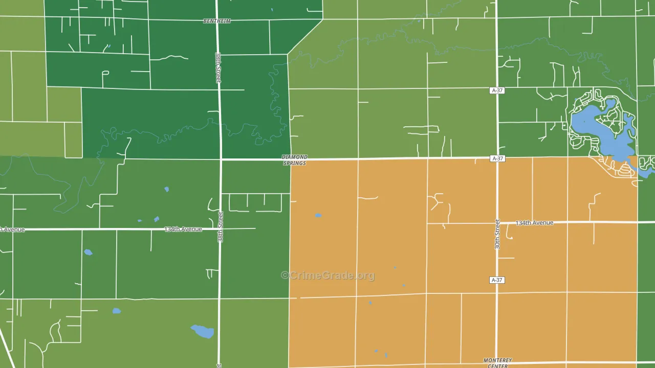 Diamond Springs, MI Map of Robbery Rates