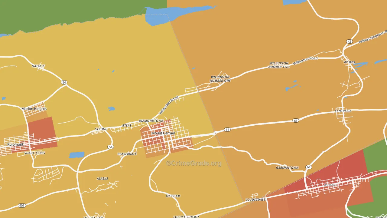 Diamondtown, PA Map of Robbery Rates