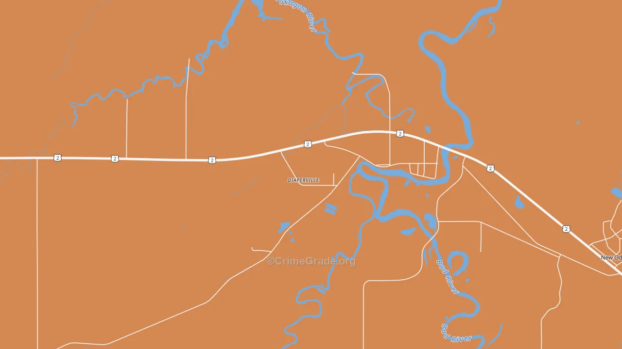 Diaperville, WI Map of Robbery Rates