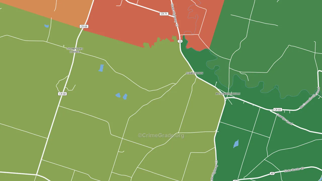 Dibbletown, NY Map of Robbery Rates