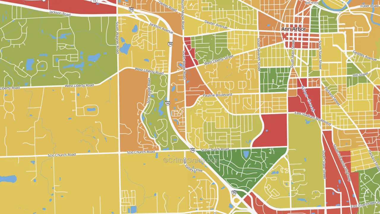 Dicken, Ann Arbor, MI Map of Robbery Rates