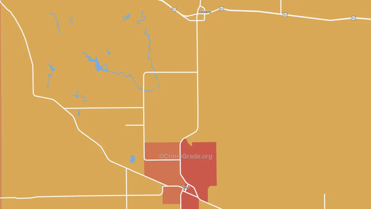 Dickens County, TX Map of Robbery Rates