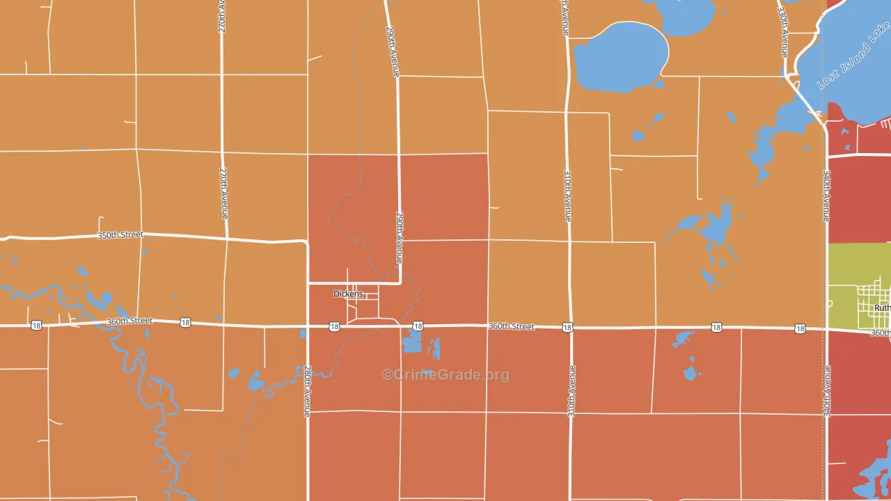 Dickens, IA Map of Robbery Rates