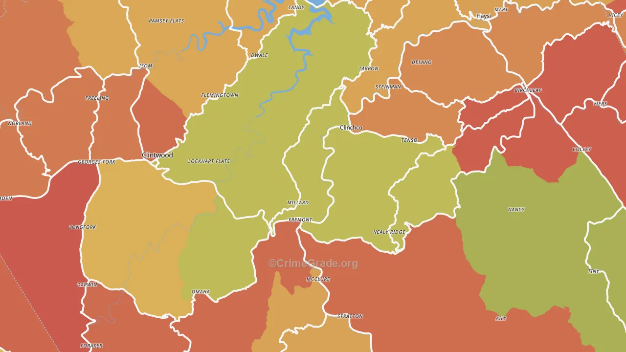 Dickenson County, VA Map of Robbery Rates