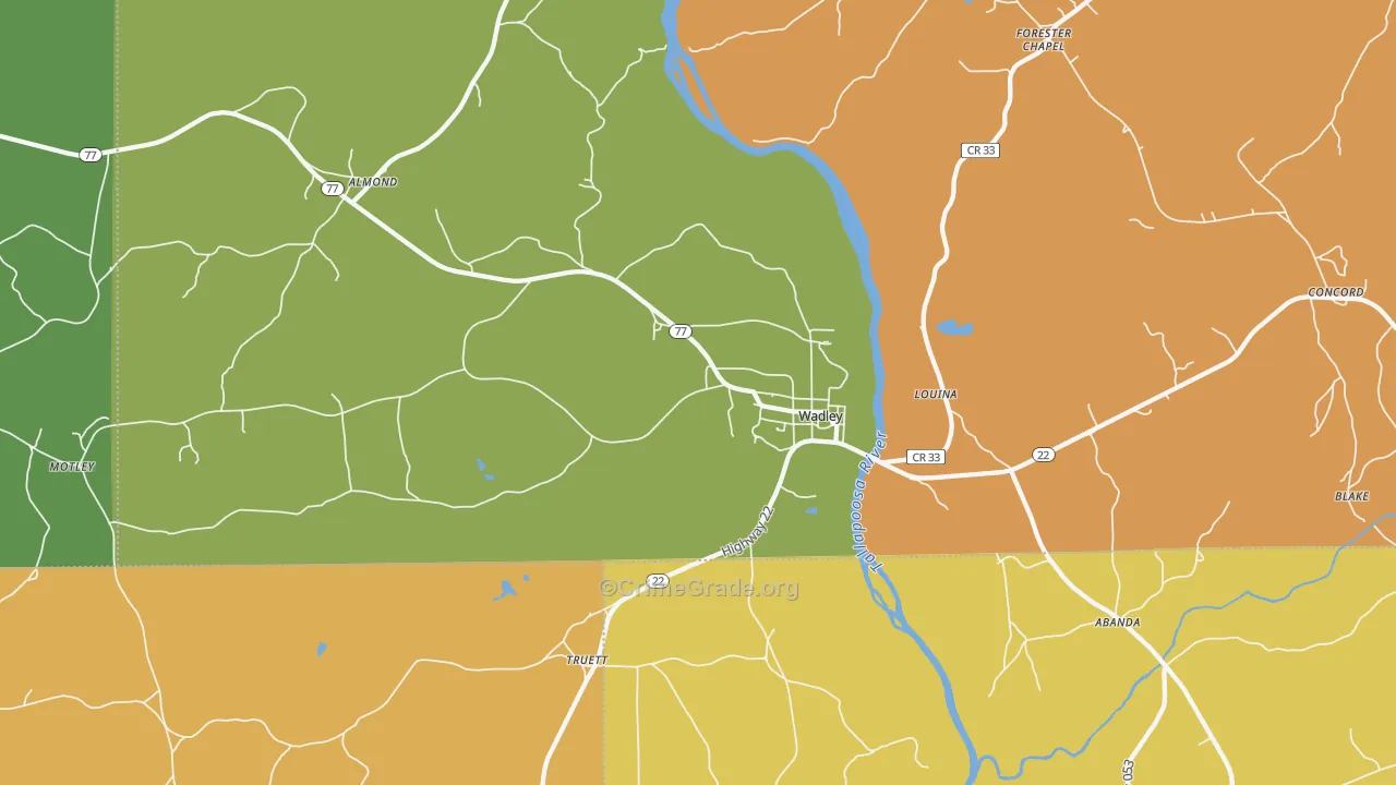 Dickert, AL Map of Robbery Rates