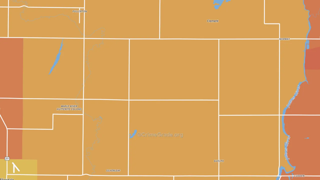 Dickey County, ND Map of Robbery Rates