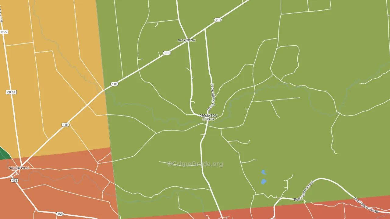 Dickinson Center, NY Map of Robbery Rates