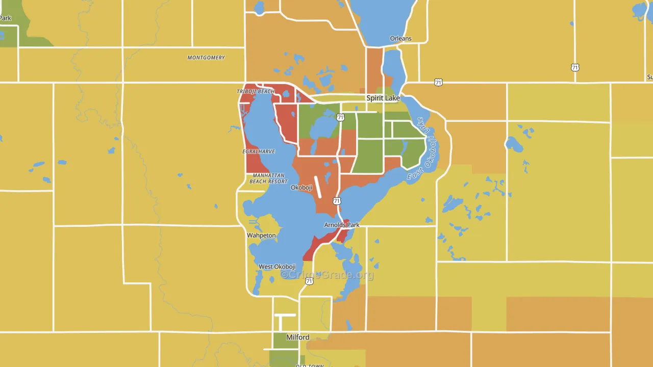 Dickinson County, IA Map of Robbery Rates
