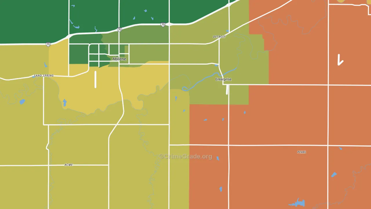 Dickinson County, KS Map of Robbery Rates