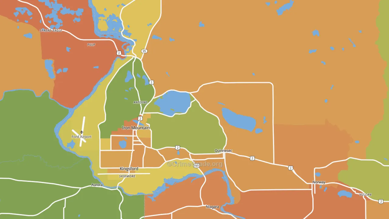 Dickinson County, MI Map of Robbery Rates