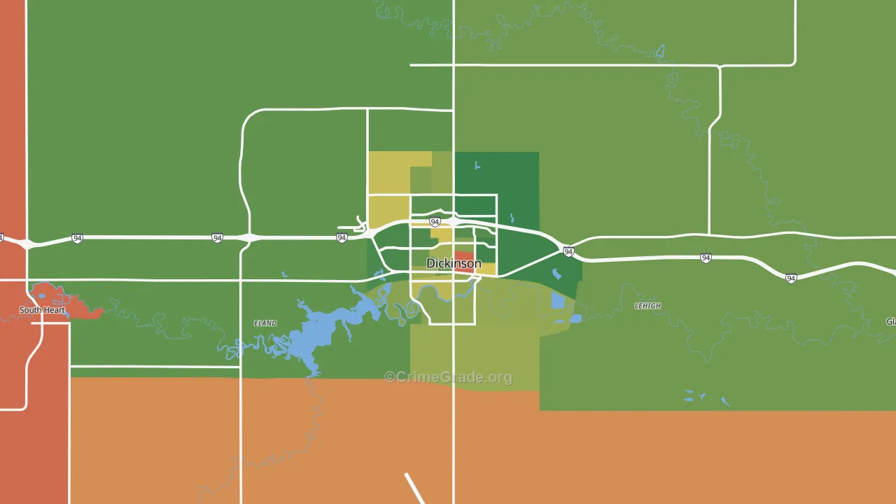 Dickinson, ND Map of Robbery Rates